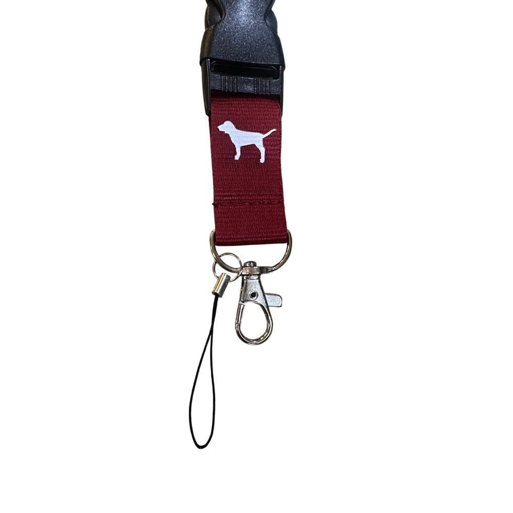Victoria’s Secret PINK Detachable Lanyard Keychain Holder Maroon and White - Picture 2 of 3